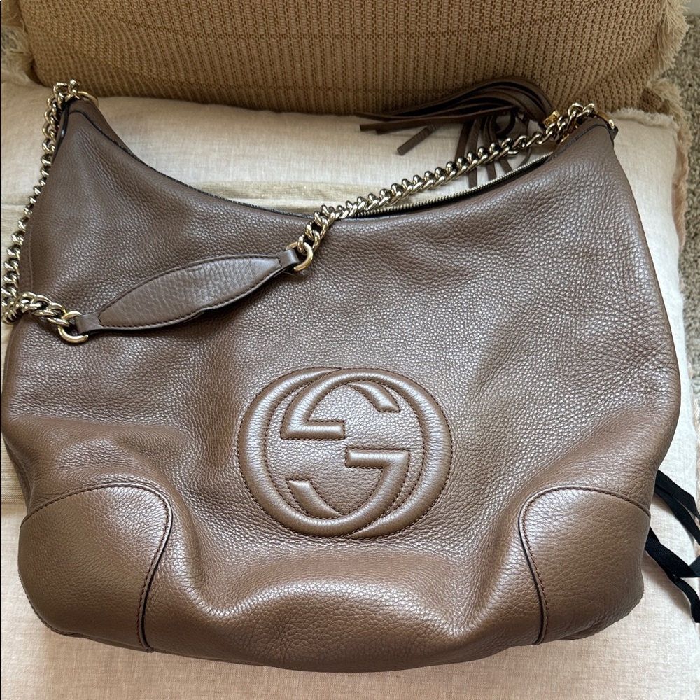 Gucci Dark Brown Leather Hobo Bag